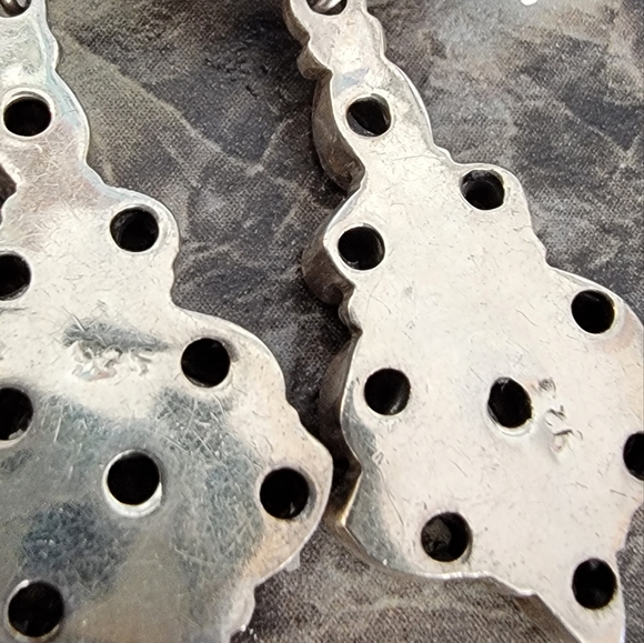 Vintage Sterling Silver Yellow Citrine Chandelier Style Drop Earrings - Picture 3 of 3